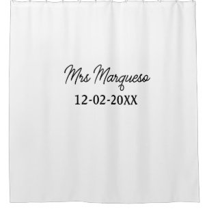 Rideaux De Douche simple monogramme minimaliste Mme M. nom date anné