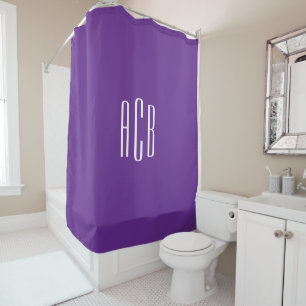 Rideaux De Douche Simple Monogramme Royal Violet Blanc Trois Lettres