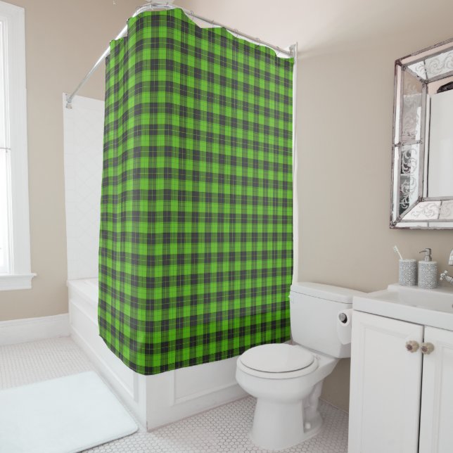 Rideaux De Douche Simple motif tartan en vert foncé (En situation)