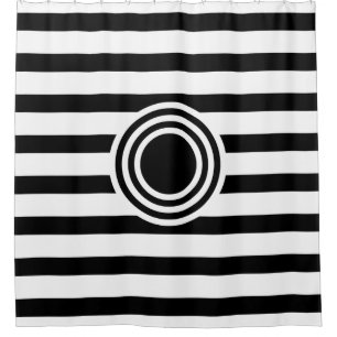 Rideaux De Douche Simply Stripes blanc & points noir et blanc