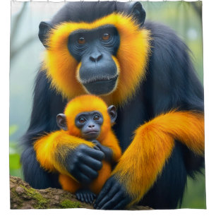 Rideaux De Douche Singe jaune et noir
