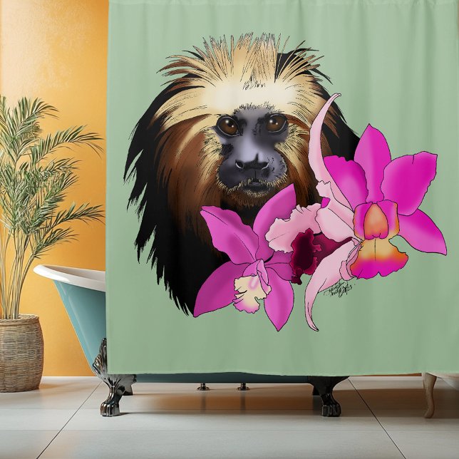 Rideaux De Douche Singe tamarin, Lion à tête dorée (Créateur téléchargé)