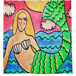 Rideaux De Douche Sirène dans l'art Abstrait solaire