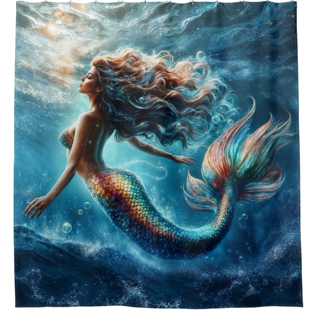 Rideaux De Douche Sirène de sirène océanique mystique de la queue co (Devant)