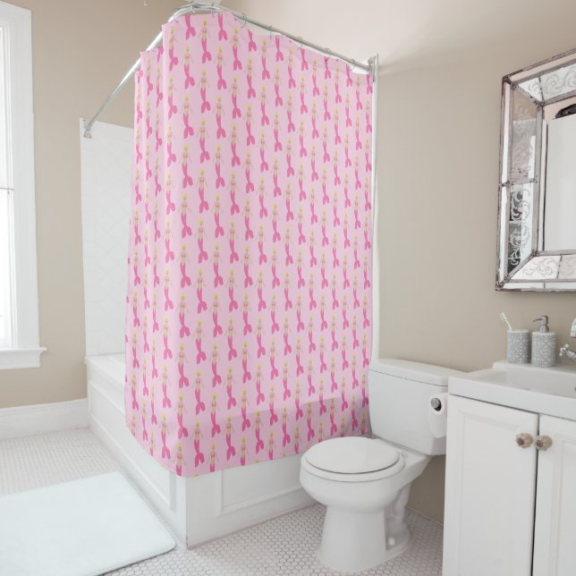 Rideaux De Douche Sirène D'Imaginaire Rose (En situation)