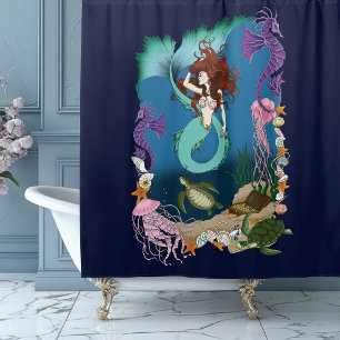 Rideaux De Douche Sirène Mystique Océan Fantastique Vie Bleue de la