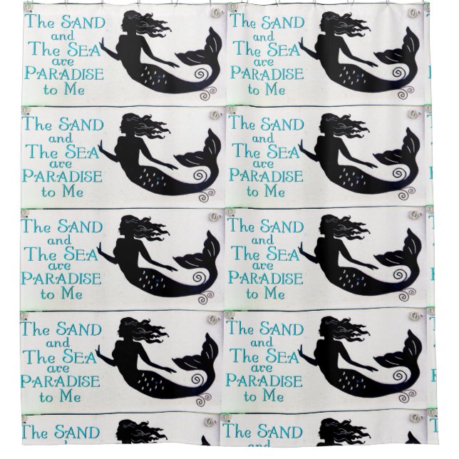 Rideaux De Douche sirènes sable et motif de mer (Devant)