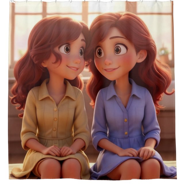 Rideaux De Douche Sister Bond – Beautiful Sisters Illustration Art (Devant)