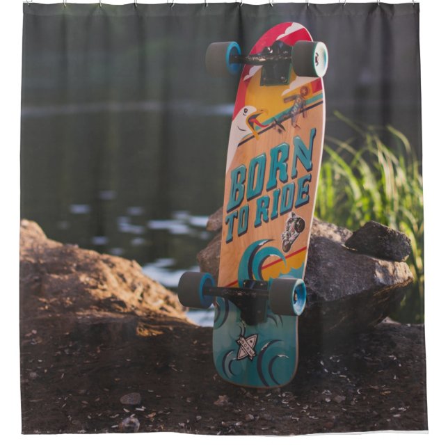 Rideaux De Douche Skateboard Né À Ride (Devant)