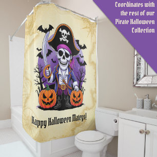 Rideaux De Douche Skeleton Pirate Happy Halloween Mateys