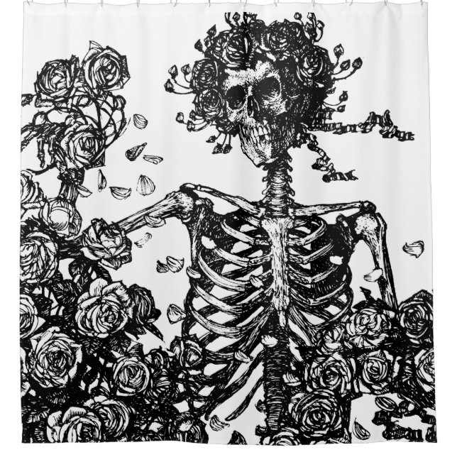 Rideaux De Douche Skeletons et Rose (Devant)