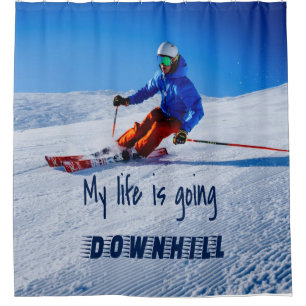Rideaux De Douche Ski de descente Funny Motivational Ski de neige