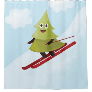 Rideaux De Douche Ski Pine Arbre Cute Sports Neige hiver