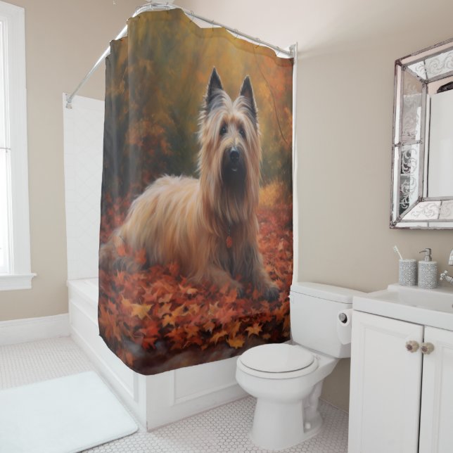 Rideaux De Douche Skye Terrier à l'automne Feuilles automne Inspire (En situation)