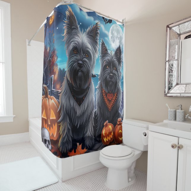 Rideaux De Douche Skye Terrier Halloween Éffrayant (En situation)