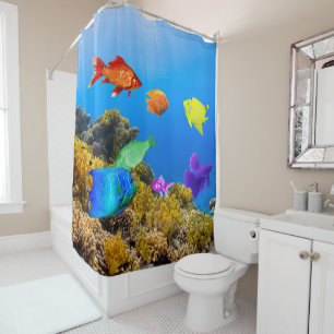 Rideaux De Douche SlipperyJoe's Fish Pride tropical vert bleu violet