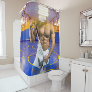 Rideaux De Douche SlipperyJoe's homme musclé bosse abdos six-pack sa