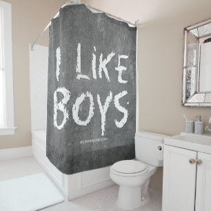 Rideaux De Douche SlipperyJoe's J'aime les garçons tableau noir sale
