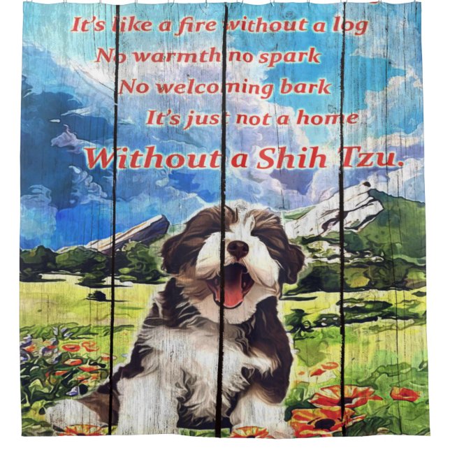 Rideaux De Douche Smile Shih Tzu Avec De Beaux Paysages (Devant)