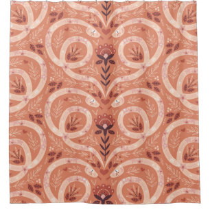 Rideaux De Douche Snake floral folk : Vintage symétrique