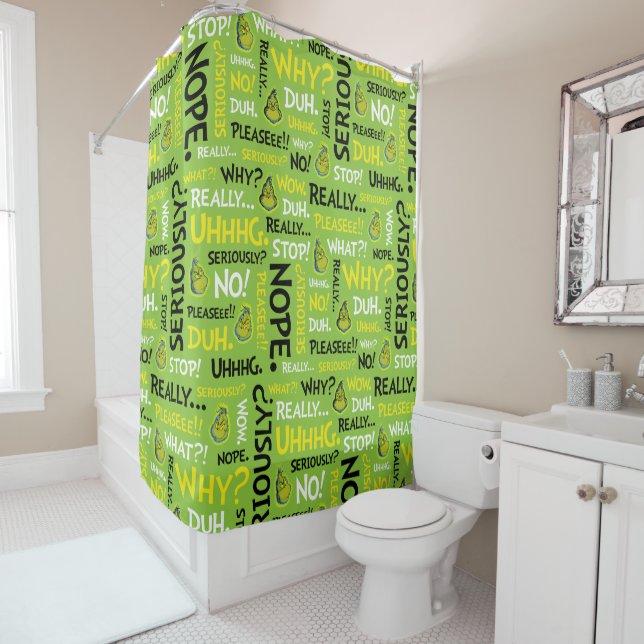 Rideaux De Douche Snarky Grinch | Grinch Snarky Phrase Motif (En situation)