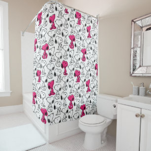 Rideaux De Douche Snoopy Black & Magenta Motif