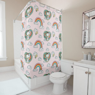 Rideaux De Douche Snoopy & Woodstock Rainbow Heart Motif