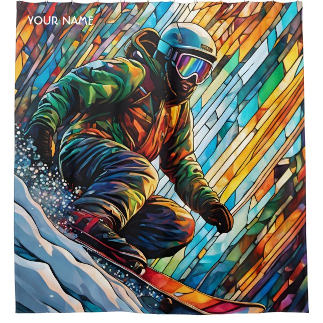 Rideaux De Douche Snowboard en verre doux Imaginaire (Devant)