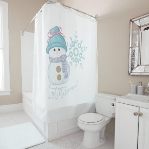 Rideaux De Douche Snowman Snowflake Let Snow Winter