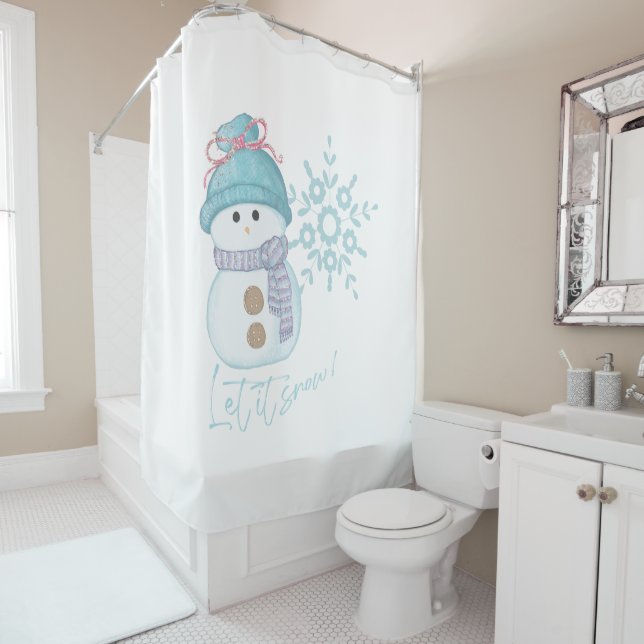 Rideaux De Douche Snowman Snowflake Let Snow Winter (En situation)
