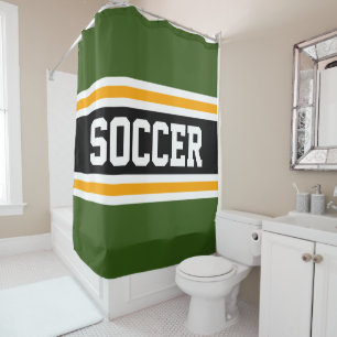 Rideaux De Douche SOCCER Athlétisme Gras Vert Noir Jaune Bandes