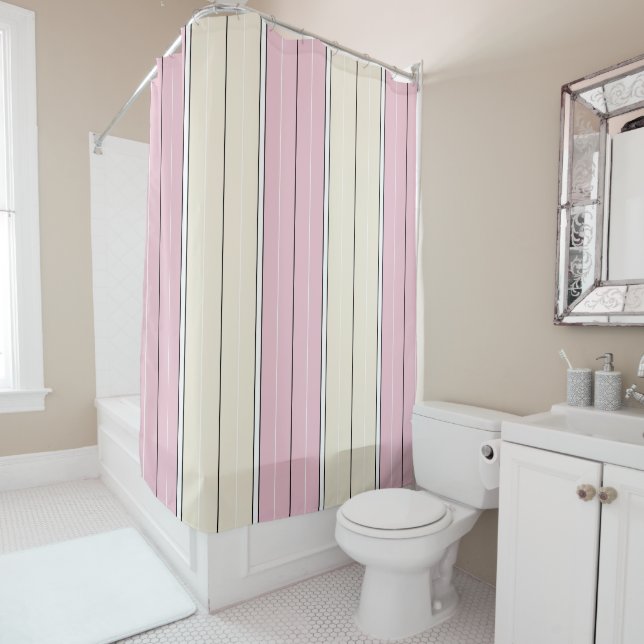 Rideaux De Douche Soft Color Vertical Stripe Pattern Design (En situation)