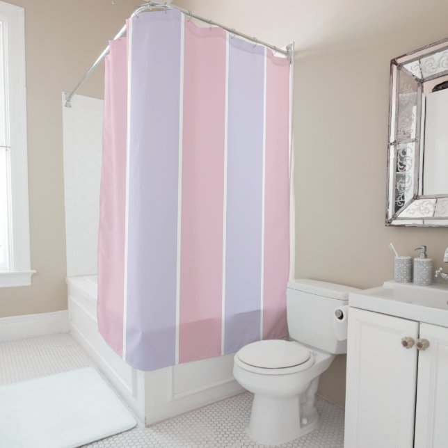 Rideaux De Douche Soft Color Vertical Stripe Pattern Design (En situation)