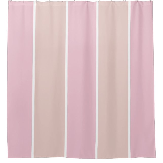 Rideaux De Douche Soft Pink and Beige Vertical Stripe Pattern (Devant)