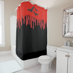 Rideaux De Douche Soirée Halloween Chauves-souris gothiques & sang r