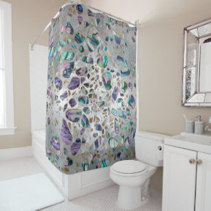 Rideaux De Douche Sol de mosaïque - perle et or #3 d'ormeau de