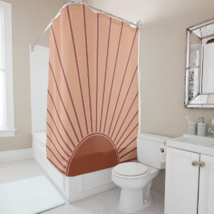 Rideaux De Douche Soleil Earth Tones Sunrise Brown Rust Retro Sunshi