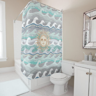 Rideaux De Douche soleil et vagues