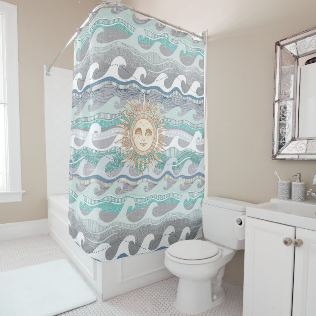 Rideaux De Douche soleil et vagues (En situation)