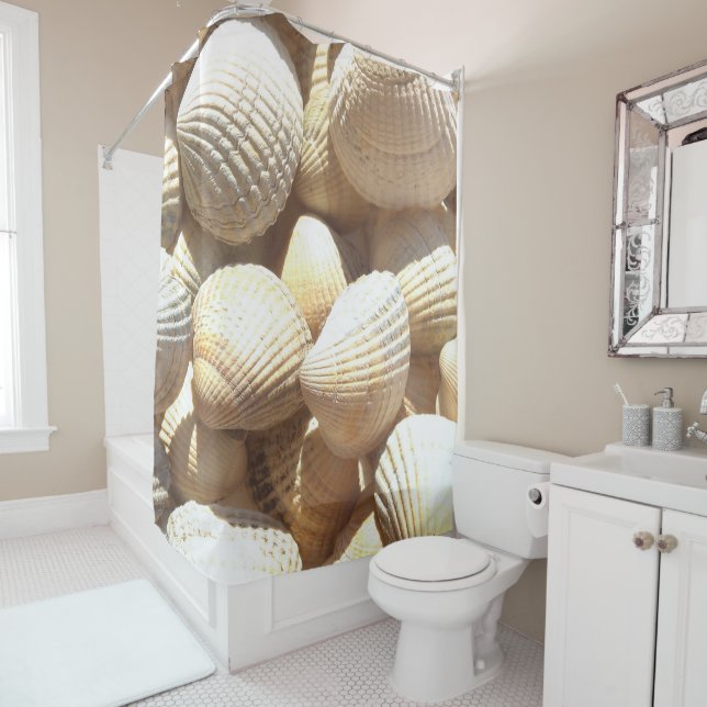 Rideaux De Douche Soleil Été Exotique Tropical Romantique Coques de  (En situation)