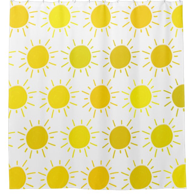 Rideaux De Douche Soleil peint en jaune fantaisiste (Devant)