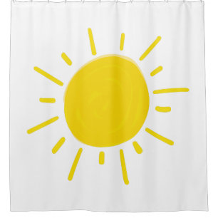 Rideaux De Douche Soleil peint en jaune fantaisiste