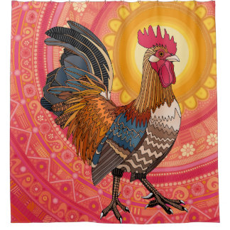 Rideaux De Douche soleil rose coq