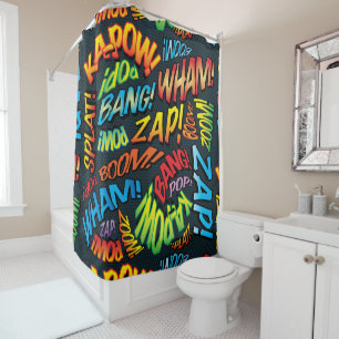 Rideaux De Douche Sons de bande dessinée rétro amusants Pop Art