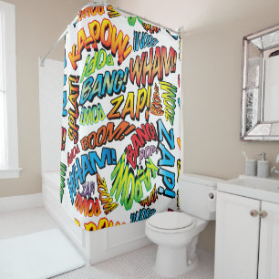 Rideaux De Douche Sons de bande dessinée rétro amusants Pop Art