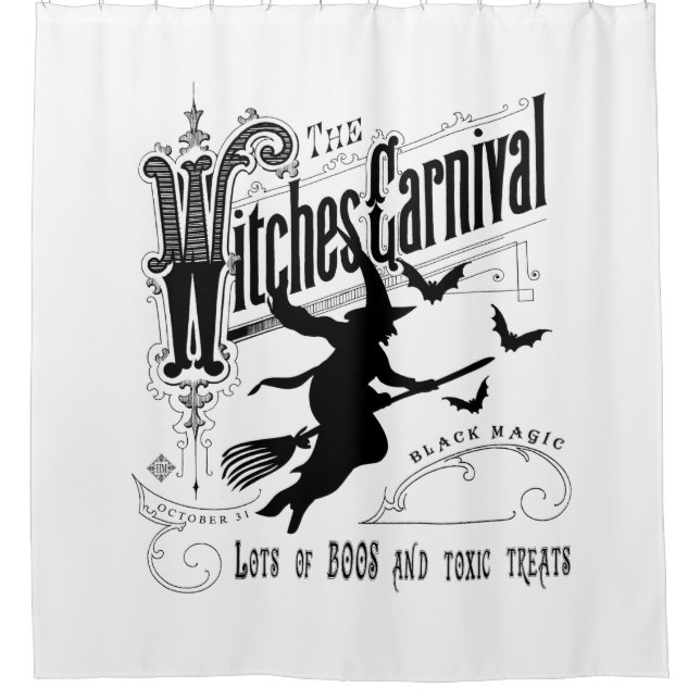 Rideaux De Douche Sorcière vintage de Halloween (Devant)