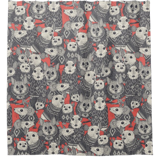 Rideaux De Douche souris chandail corail rouge (Devant)