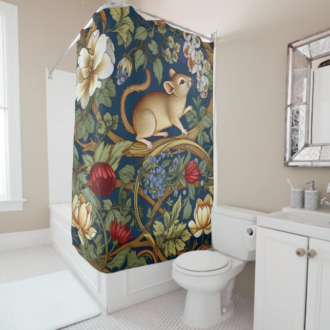 Rideaux De Douche Souris et fleurs Art nouveau (En situation)
