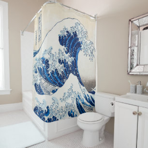 Rideaux De Douche Sous la vague de Kanagawa - Art japonais emblémati