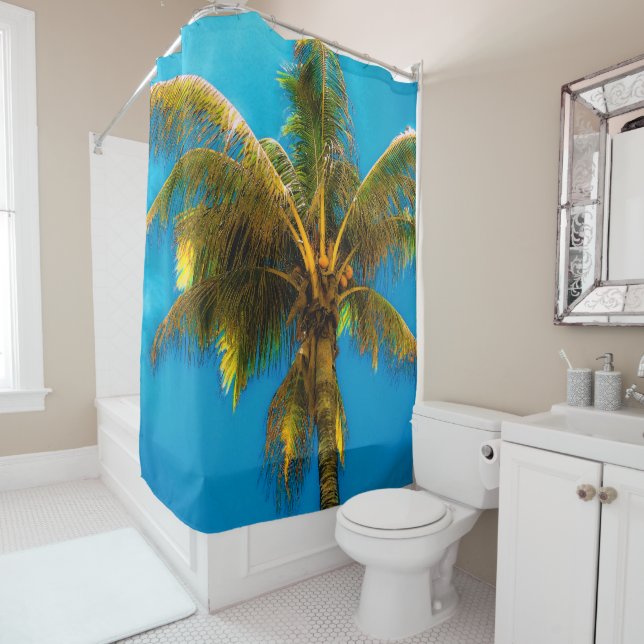 Rideaux De Douche Sous le palmier à noix de coco (En situation)